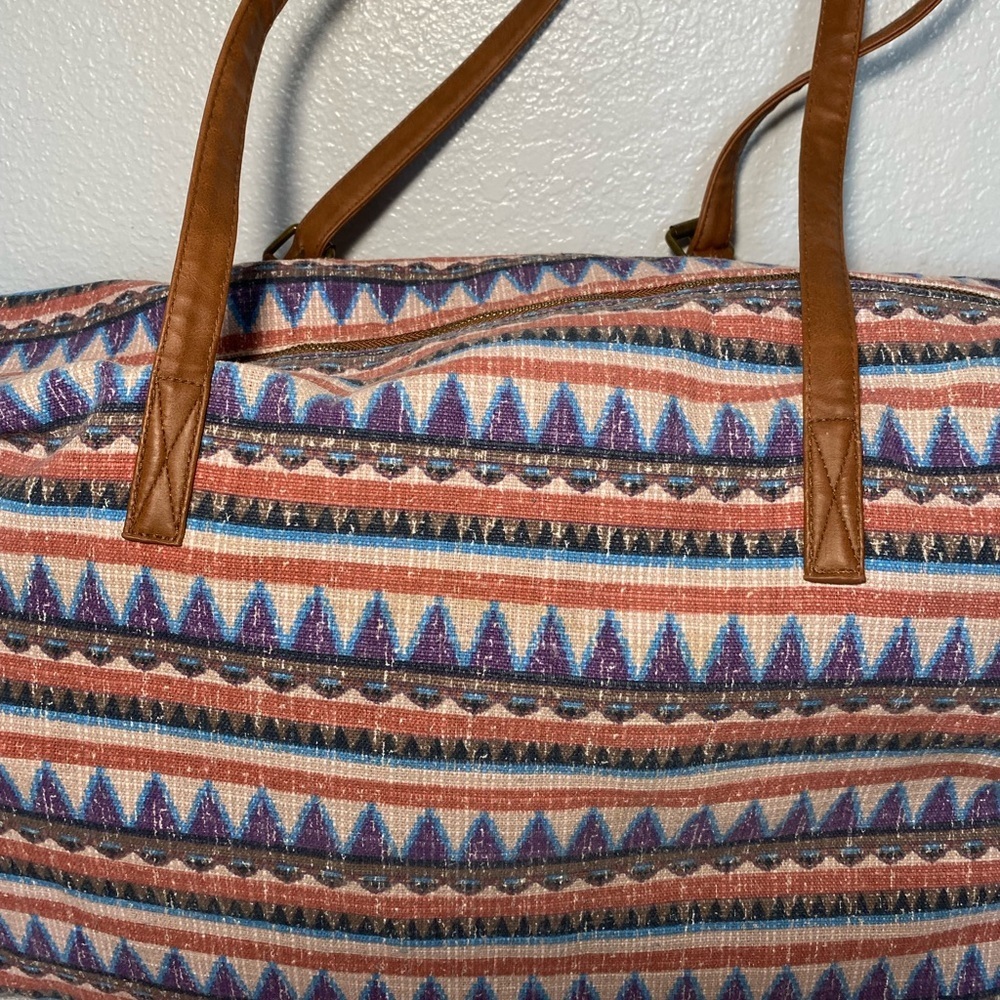 Mossimo Supply Co. Multicolor Patterned Tote with Brown Straps - Picture 4 of 7
